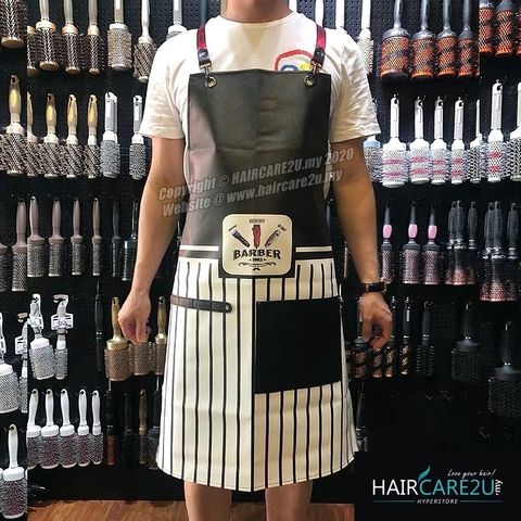 The Barber Head Black & White Stripes Leather Apron Styling Cloth 4.jpg