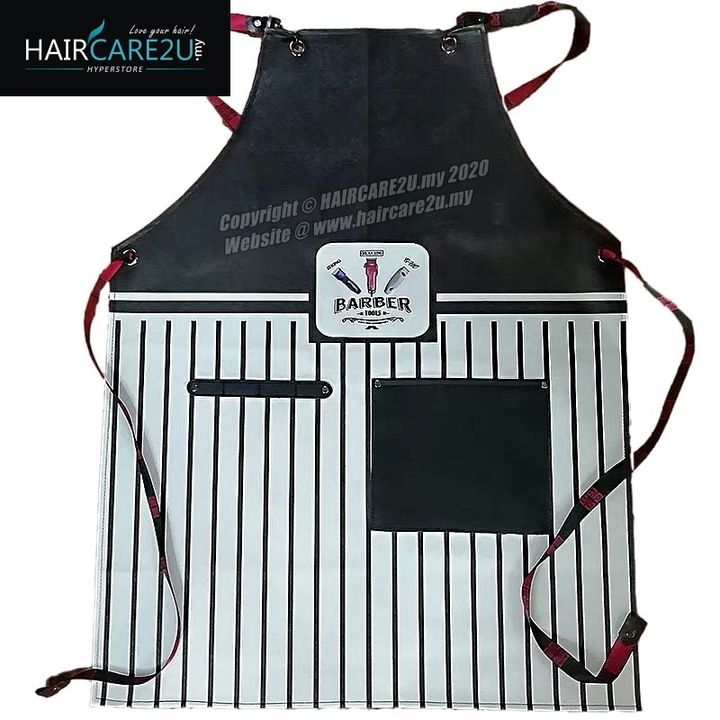 The Barber Head Black & White Stripes Leather Apron Styling Cloth.jpg