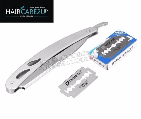 Straight Barber Edge Steel Razors Folding Stainless Steel Shaving Knife With 10 pcs Dorco Blades 4.jpg