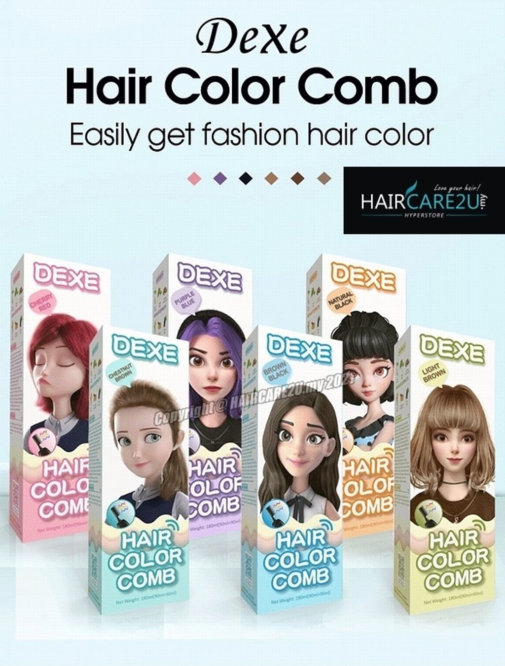 90ml+90ml DEXE Comb Packing Hair Color Shampoo.jpg
