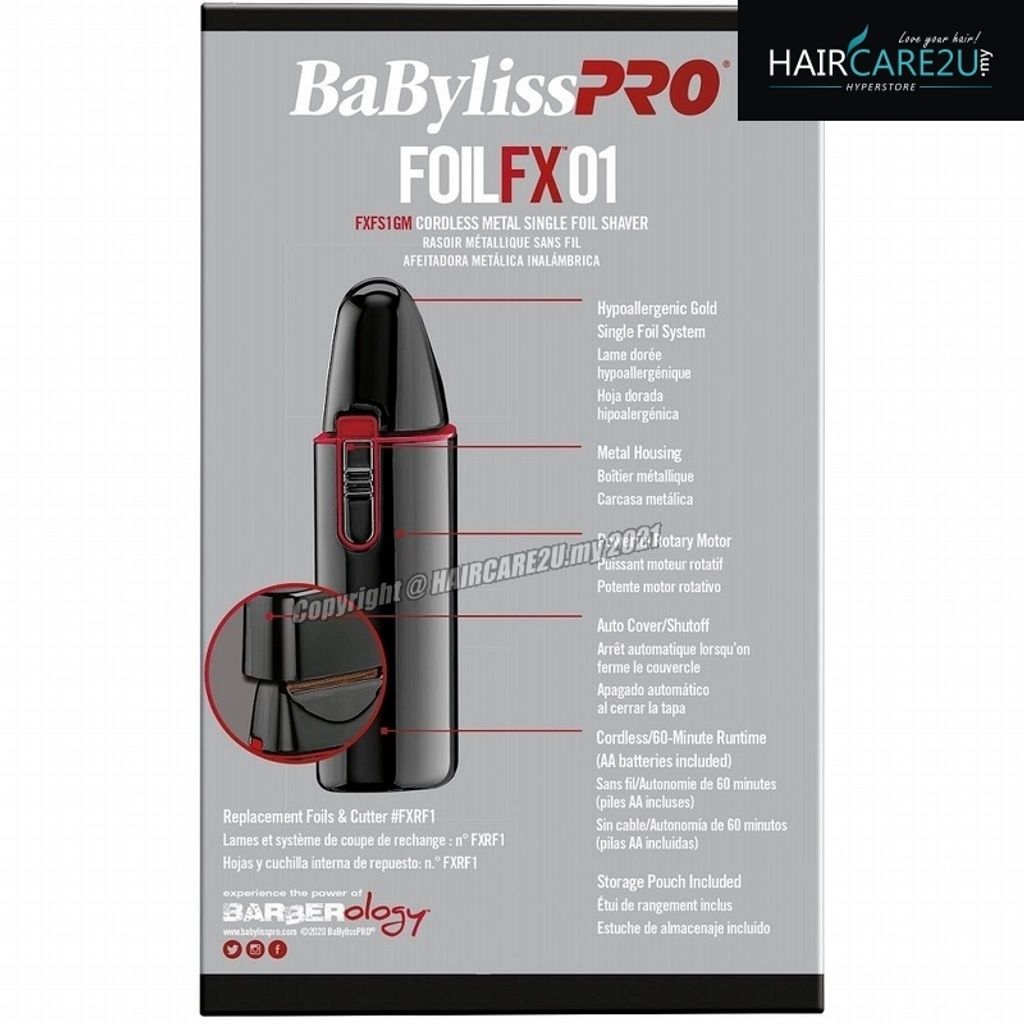 BaByliss Pro FOILFX01 Cordless Metal Single Foil Shaver - Gun Metal #FXFS1GM 5.jpg