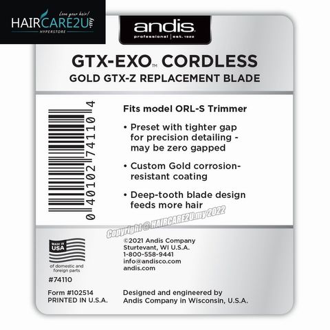 Andis GTX-EXO Cordless Gold GTX-Z Replacement Blade #74110 4.jpg