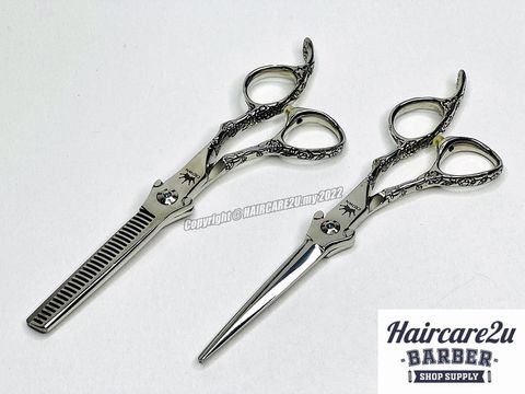 6.0 Crown Royal Barber Salon Hairdressing TDB2-60 Scissor & TDB2-630 Thinning Scissor