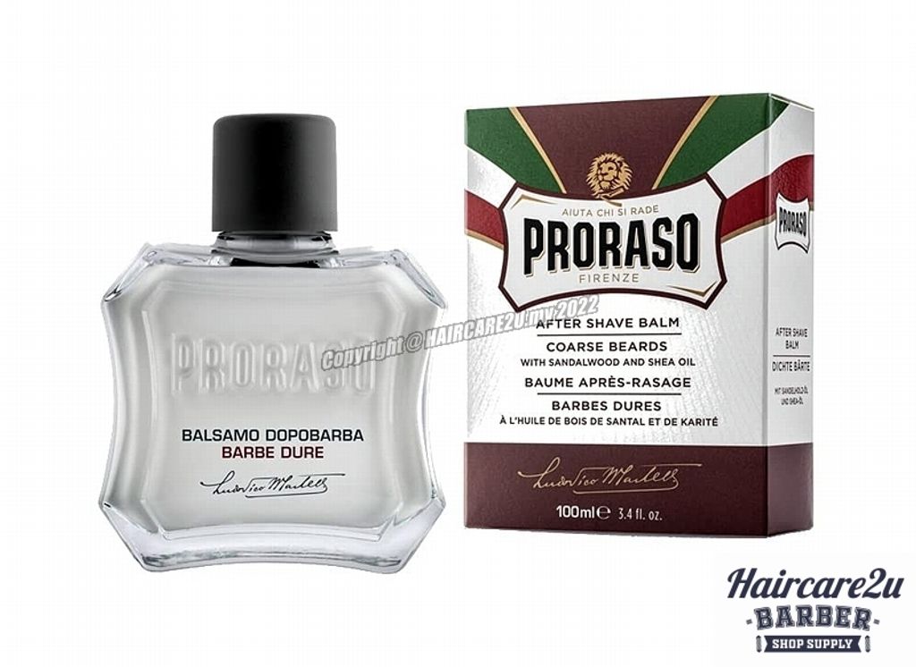 100ml Proraso Red After Shave Balm Hard Beard with Sandalwood Oil & Shea Butter #400982