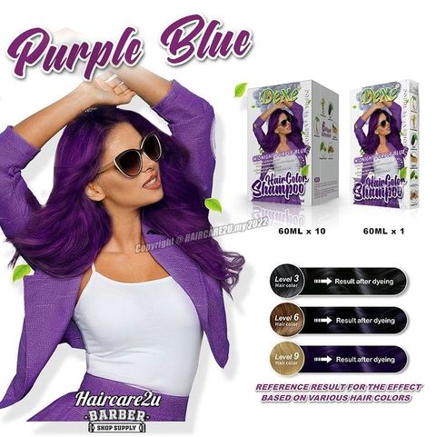 60ml x 10pcs DEXE Hair Color Shampoo Purple Blue