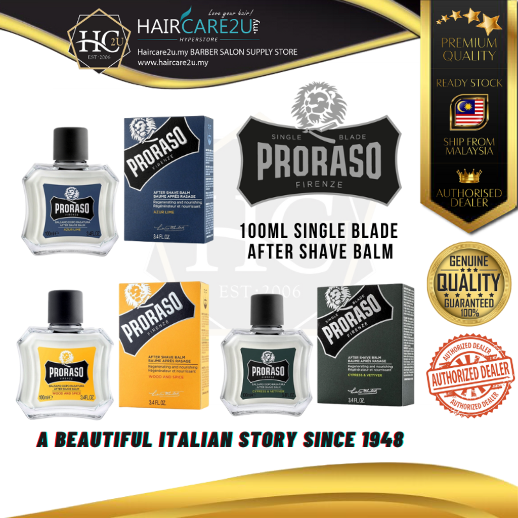 100ml Proraso Single Blade After Shave Balm – HAIRCARE2U.my - Barber &  Salon Supply [Wahl | Andis | Babyliss | Euromax | Aily]