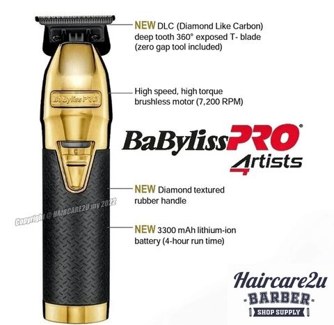 BaByliss Pro GOLDFX BOOST+ Metal Lithium Outlining Trimmer #FX787GBP 6