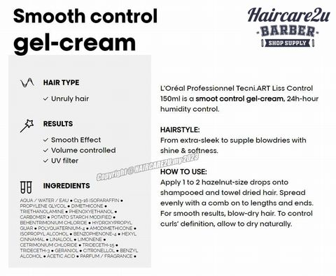 150ml Loreal Tecni Art Liss Control Gel Cream (Force 2) 7