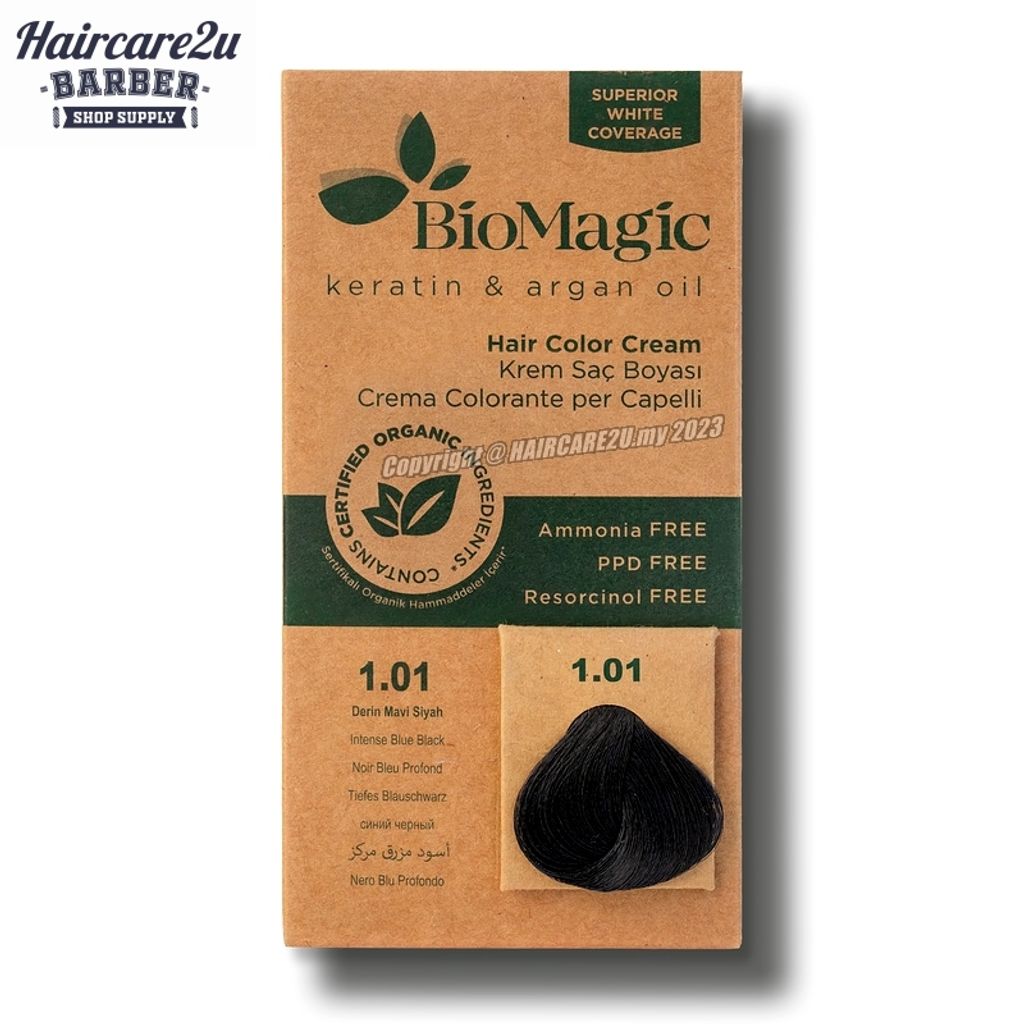 BioMagic Keratin & Argan Oil Hair Color Cream 1.01 Intense Blue Black