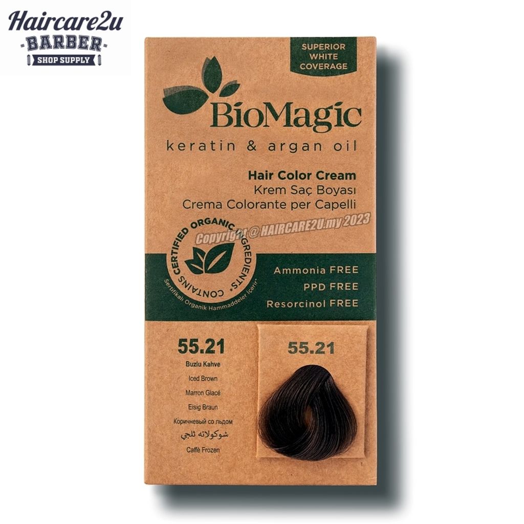 BioMagic Keratin & Argan Oil Hair Color Cream 55.21 Iced Brown