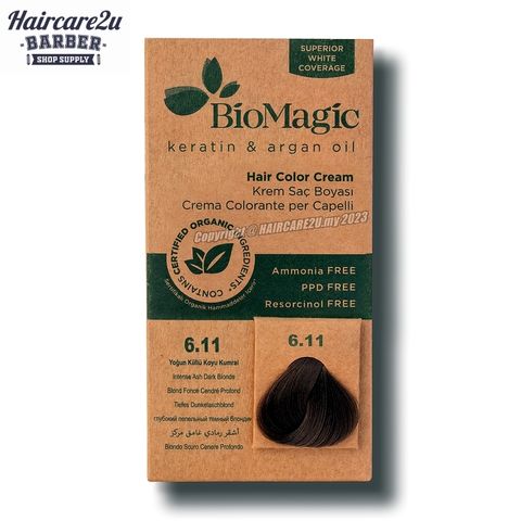BioMagic Keratin & Argan Oil Hair Color Cream 6.11 Intense Ash Dark Blonde