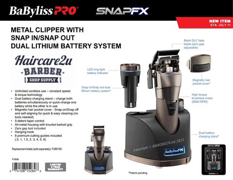 BaByliss Pro SNAPFX Clipper With Snap InOut Dual Lithium Battery System #FX890 6