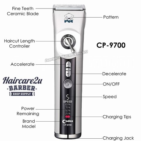 Codos CP-9700 Professional LCD Cordless Pet Clipper 5