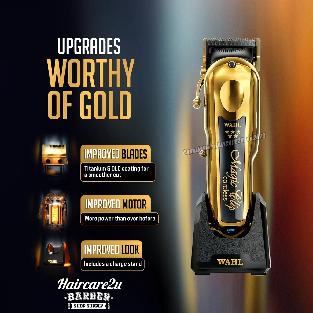 Wahl Pro 5 Star Magic Clip Cordless Hair Clipper #8148-712 (Gold) –   - Barber & Salon Supply [Wahl, Andis, Babyliss, Euromax