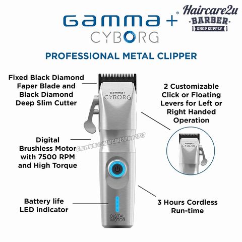 Gamma+ CYBORG Professional Metal Clipper with Digital Brushless Motor #GP604M