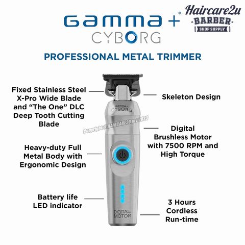 Gamma+ CYBORG Professional Metal Trimmer with Digital Brushless Motor #GP401S