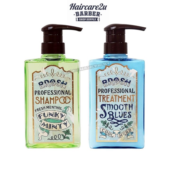 400ml BROSH Funky Minty Professional Shampoo & Smooth Blues Professional Treatment
