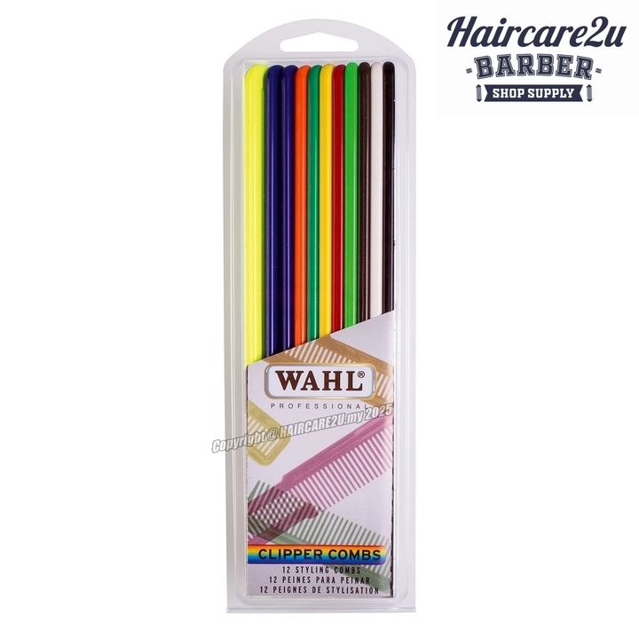 Wahl 12 Pack Flat Top Assorted Coloured Clipper Combs #3206-200