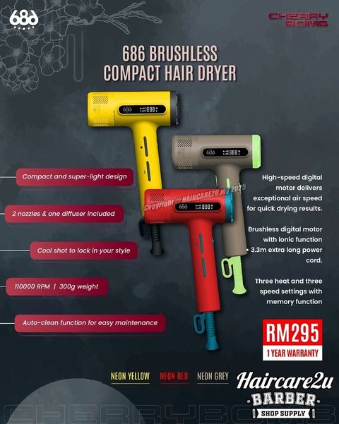 Cherry Bomb 5 Star 686 Brushless Compact Hair Dryer