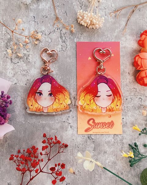 27 Sunset Glitter Watercolor Double-sided Keychain B.jpg