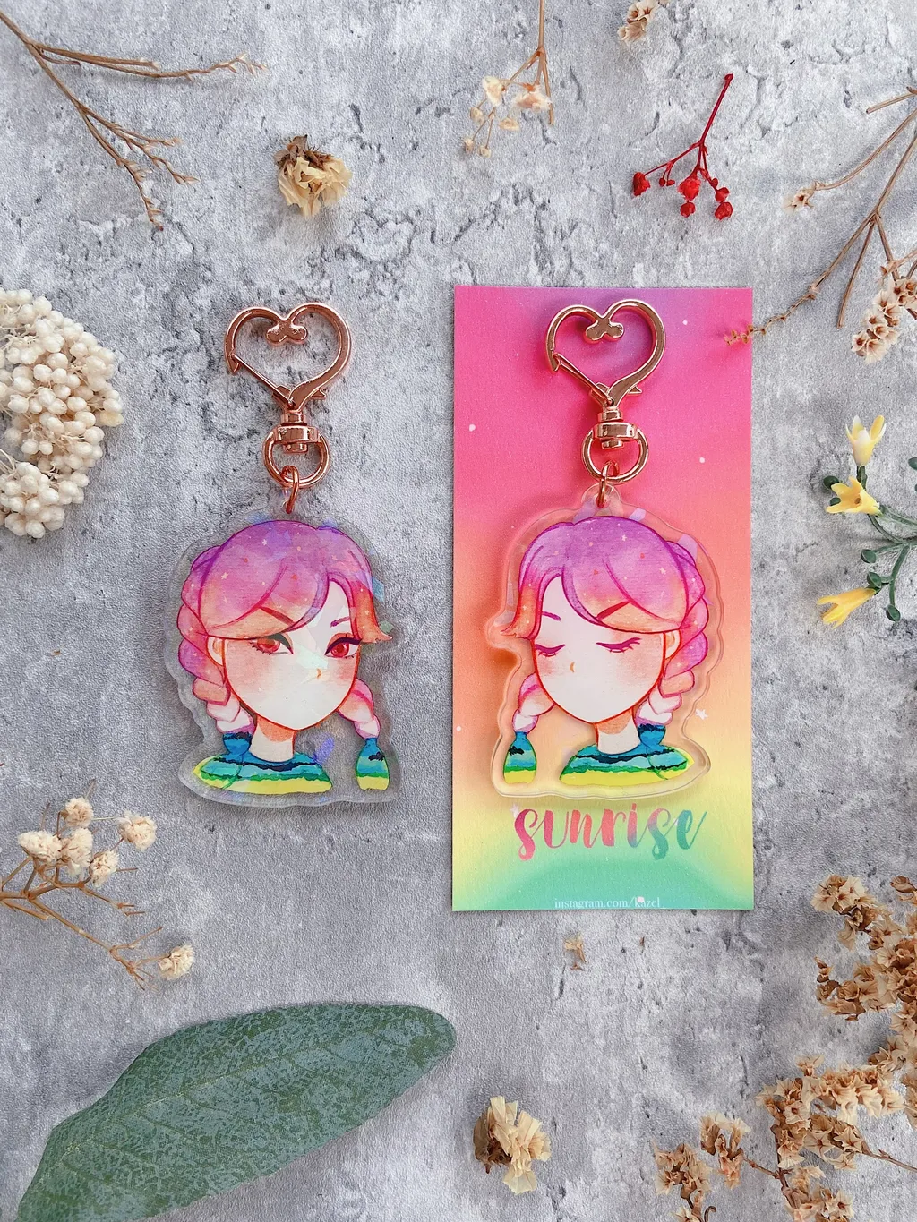 26 Sunrise Glitter Watercolor Double-sided Keychain B.jpg