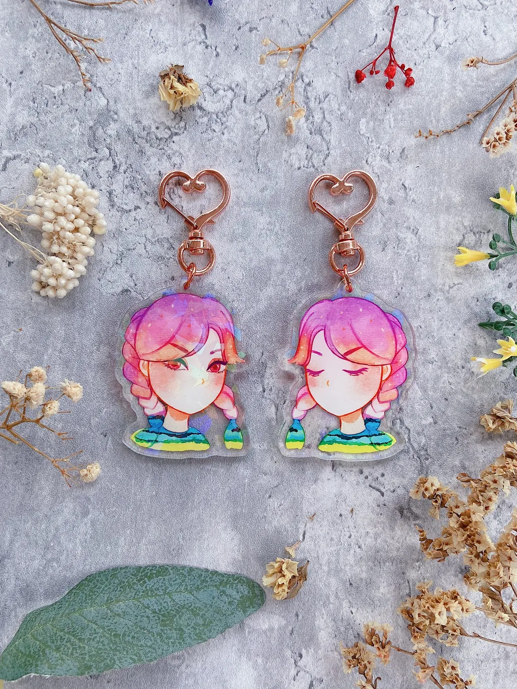 26 Sunrise Glitter Watercolor Double-sided Keychain A.jpg
