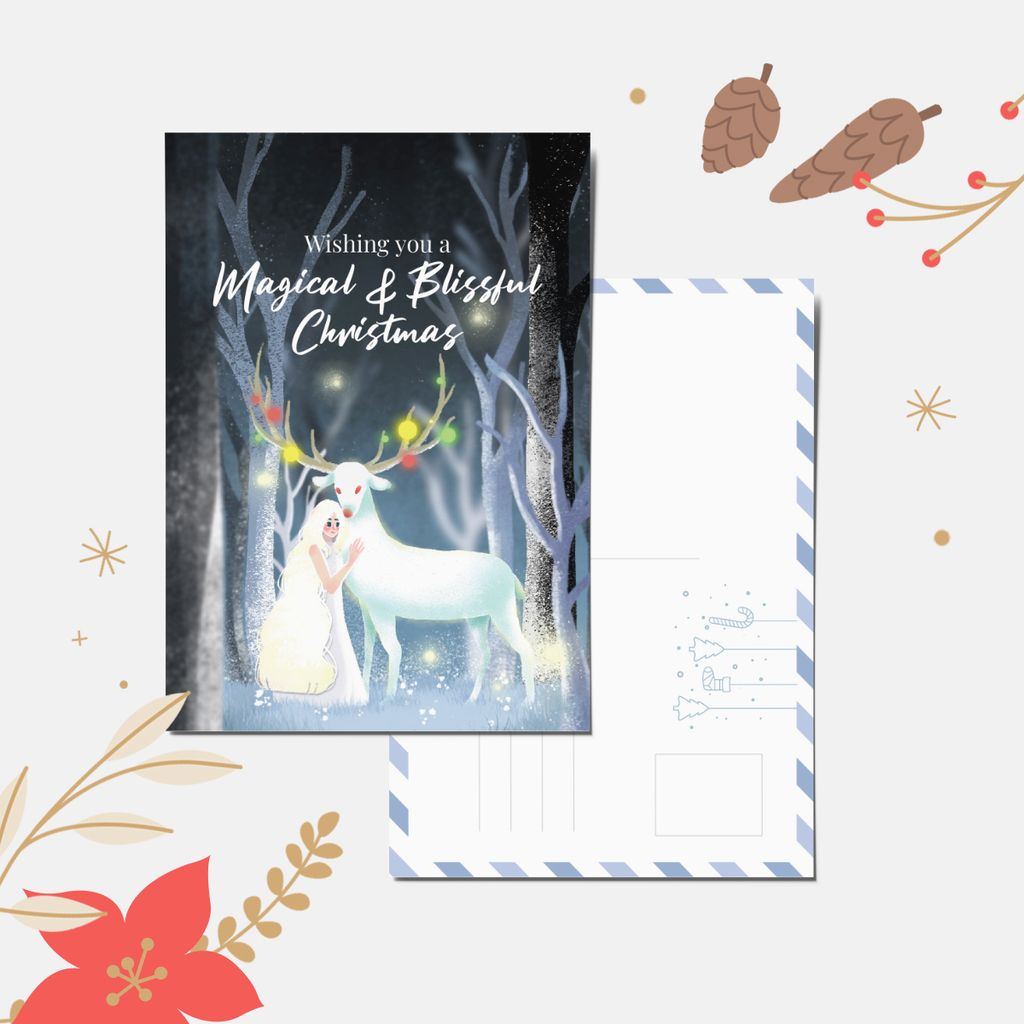 white magical christmas pcard