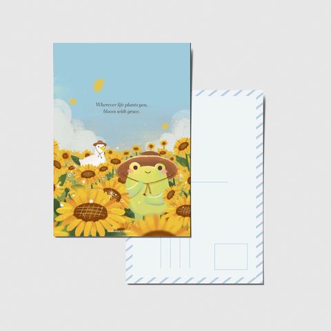 PandaYoong_froggy_ducky sunflower pcard