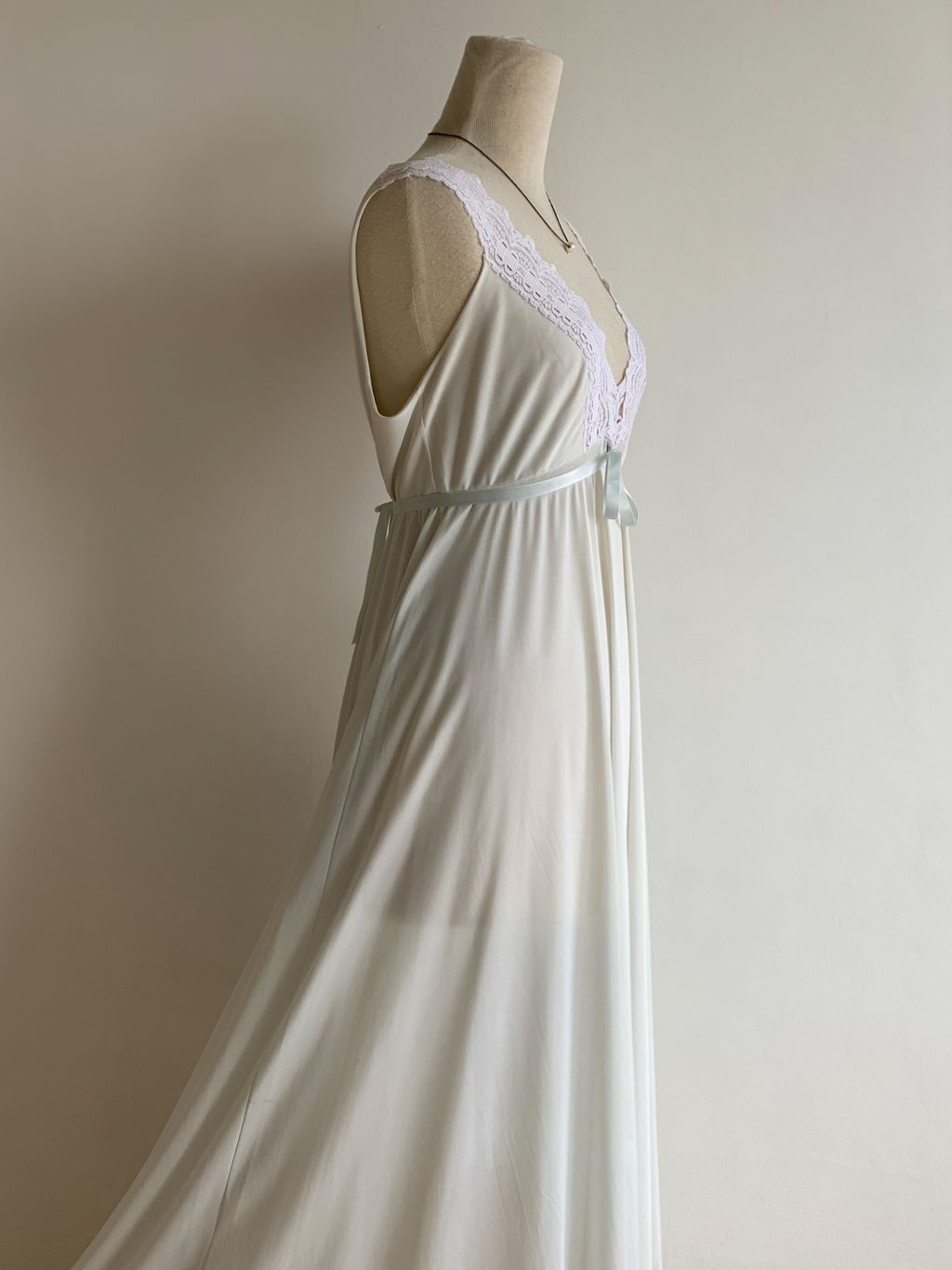 Olga Blue Full Sweep Vintage Nightgown Lace Trim – Modig