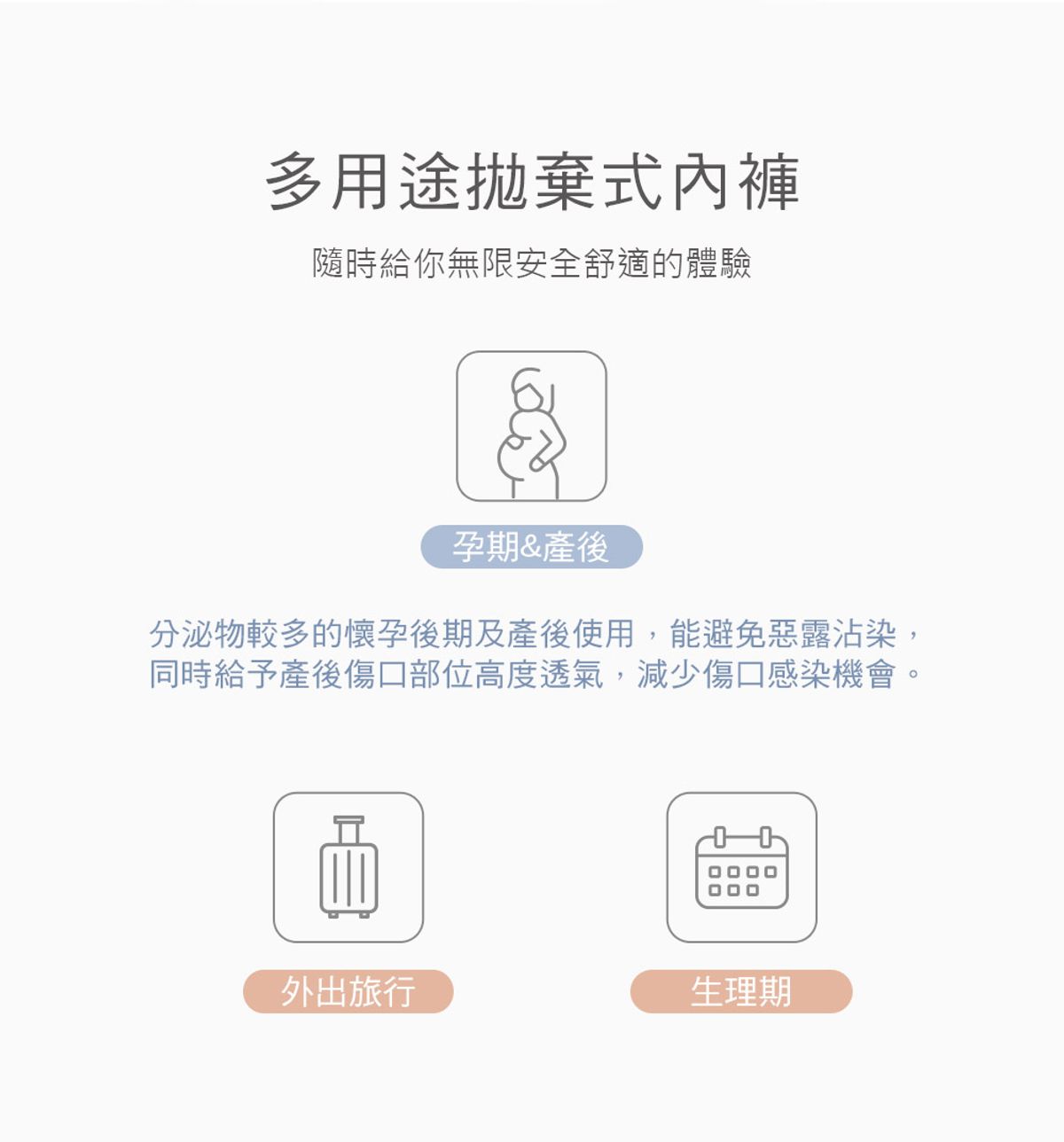 BAILEY純棉免洗內褲 孕產婦女或一般女性旅行、生理期都適合穿著的免洗內褲