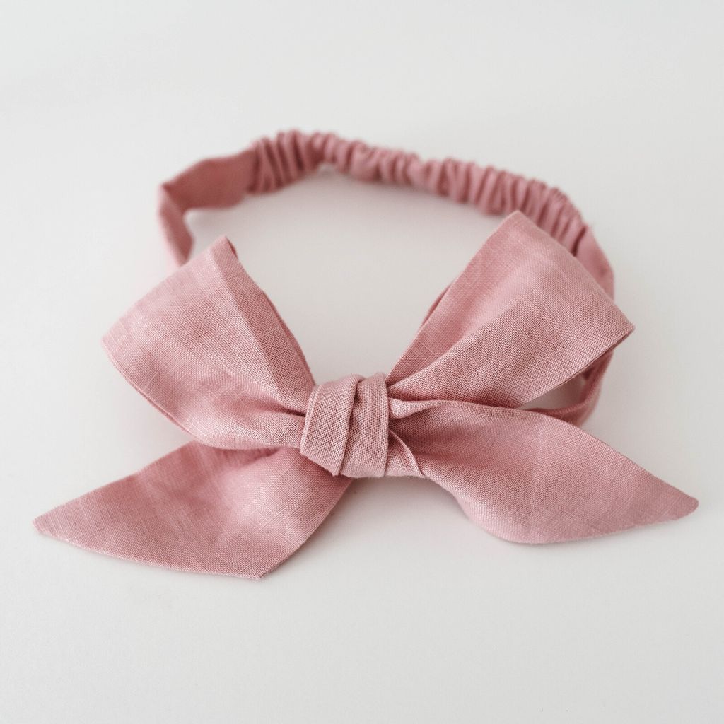 Linen Bow Pre-Tied Headband Wrap - Dusty Pink2.jpg
