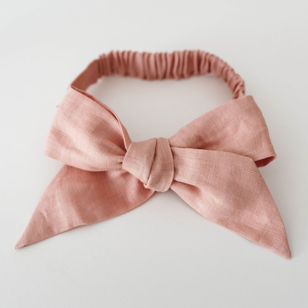 Linen Bow Pre-Tied Headband Wrap - Rust2.jpg