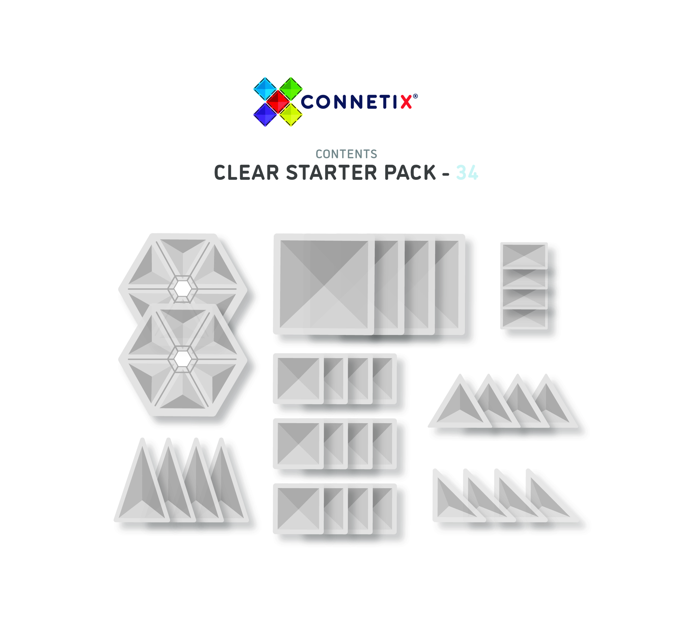 Connetix Tiles Clear Starter Pack (34 pieces) – Belle's Wonderland