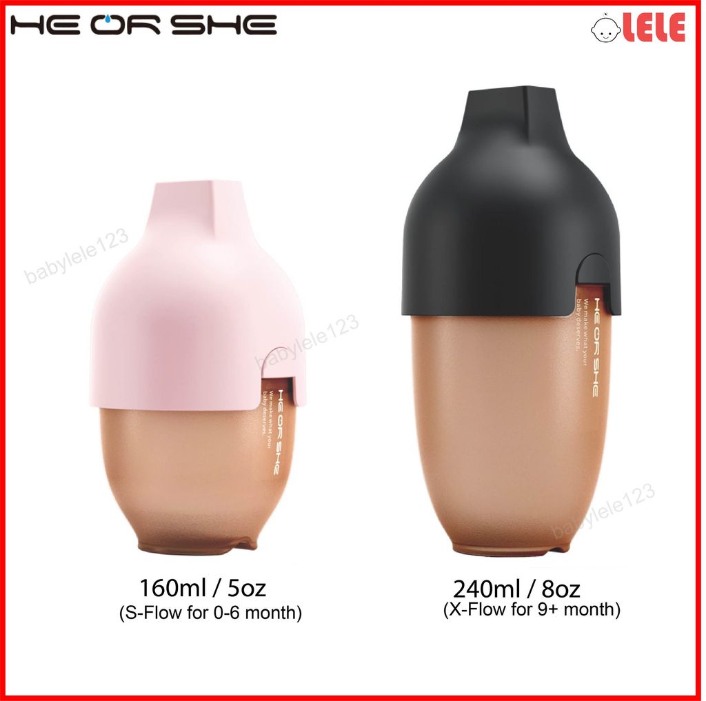 He Or She Ultra Wide Neck Baby Bottle 5oz 8oz Babylele123