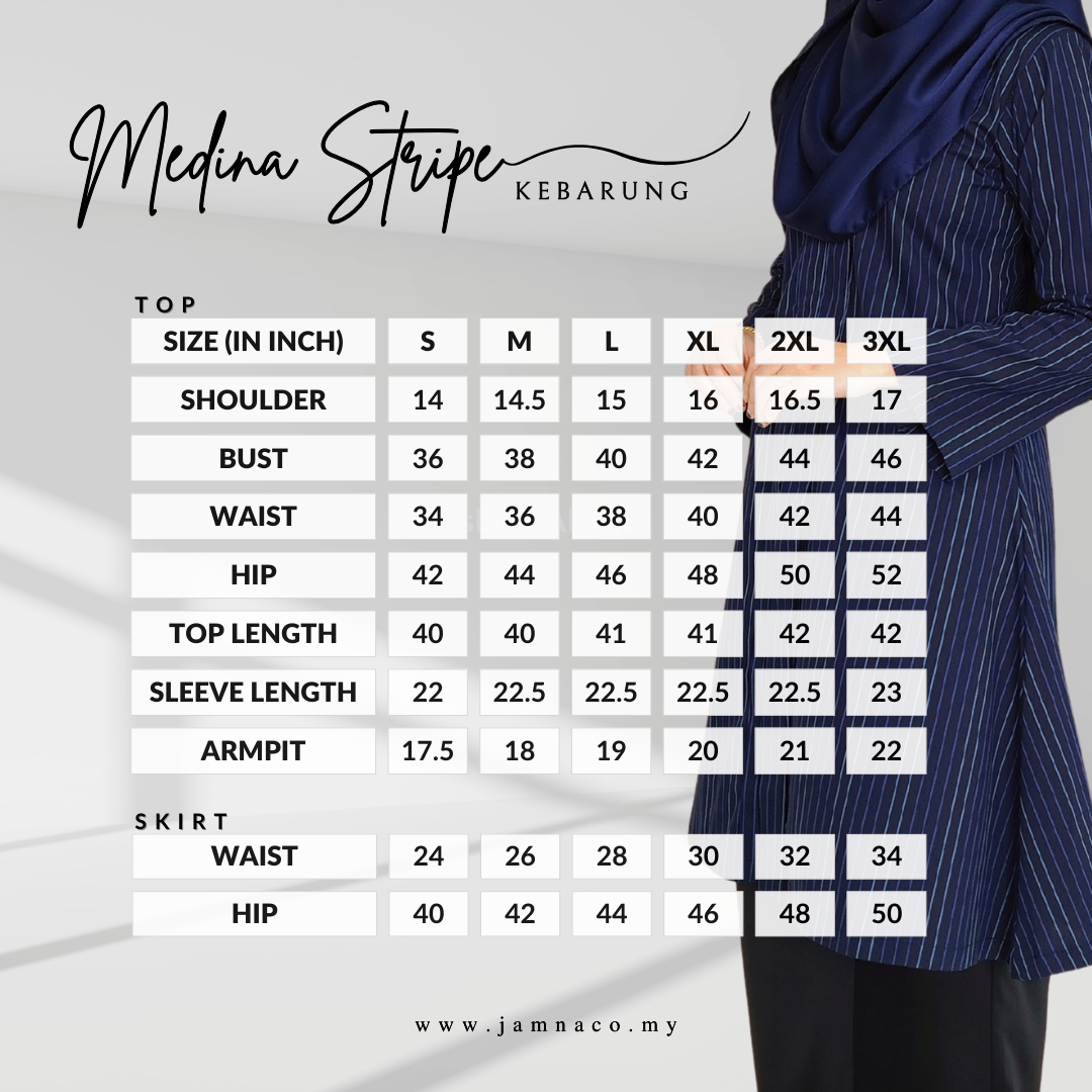 Size Chart Kebarung Medina Stripe
