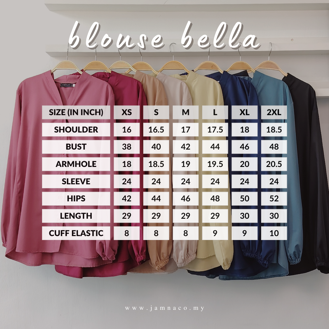 Size Chart Blouse Bella