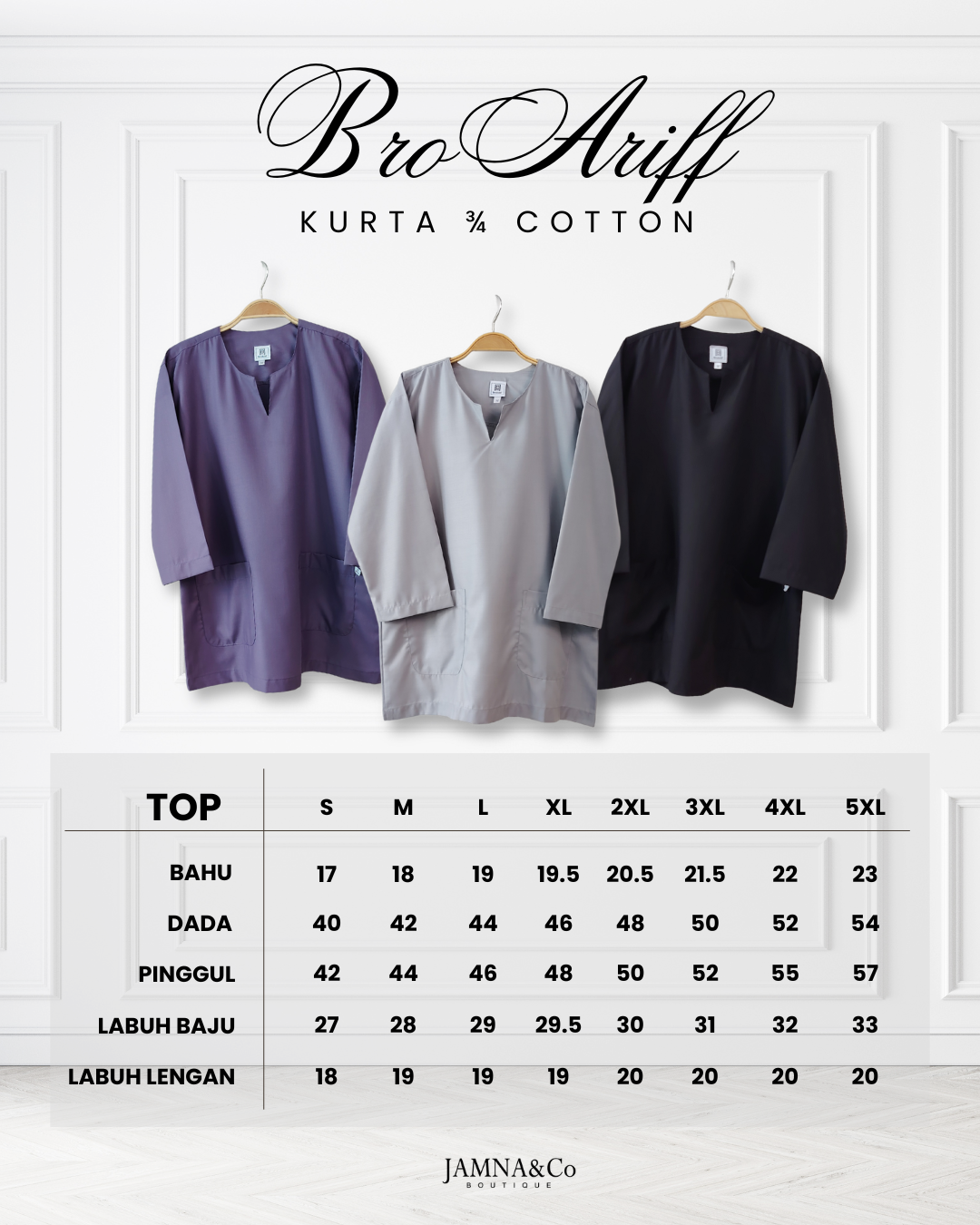 Size Chart Kurta BroAriff 34 Cotton