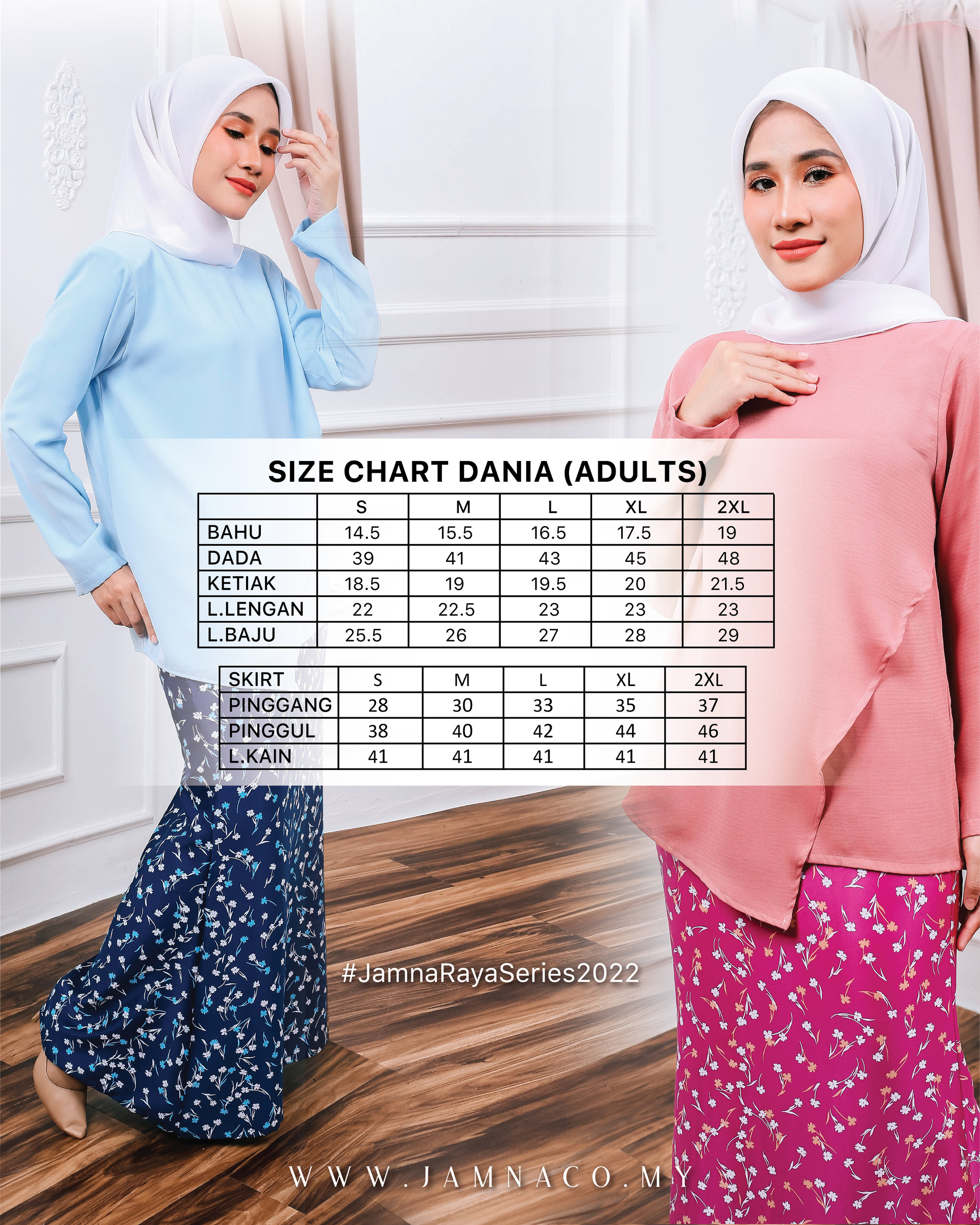 SIZE CHART DANIA - ADULTS