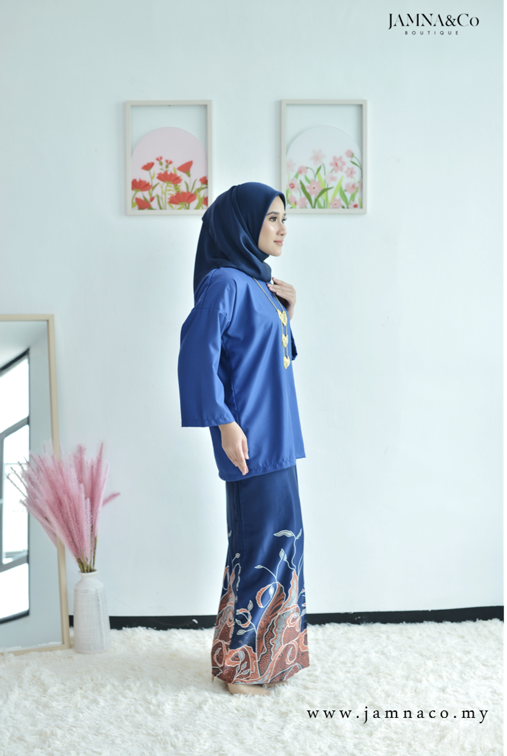 Kurung Kedah Batik Opah Royal Blue