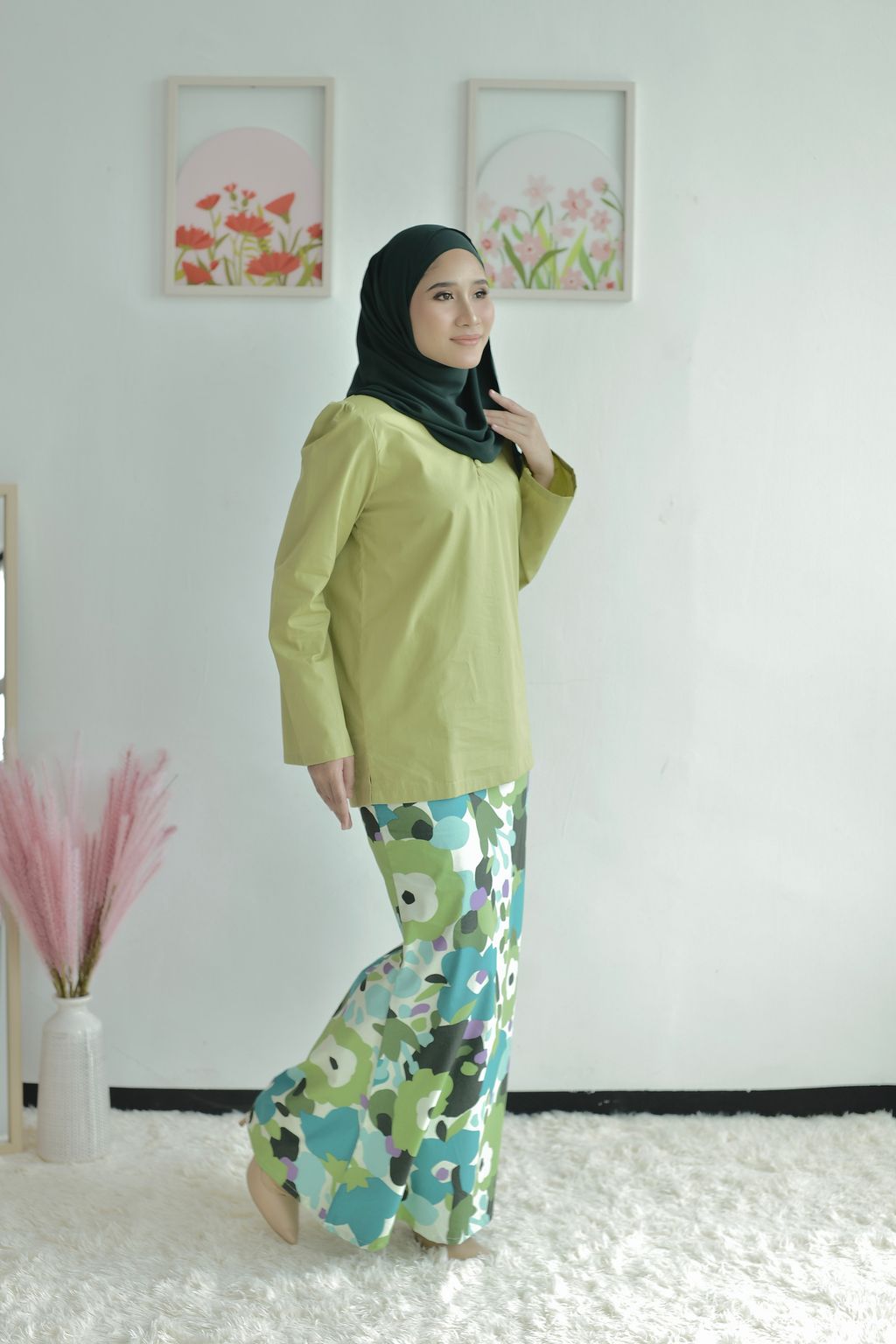 KURUNG KEDAH AWRA SAGE GREEN FULL