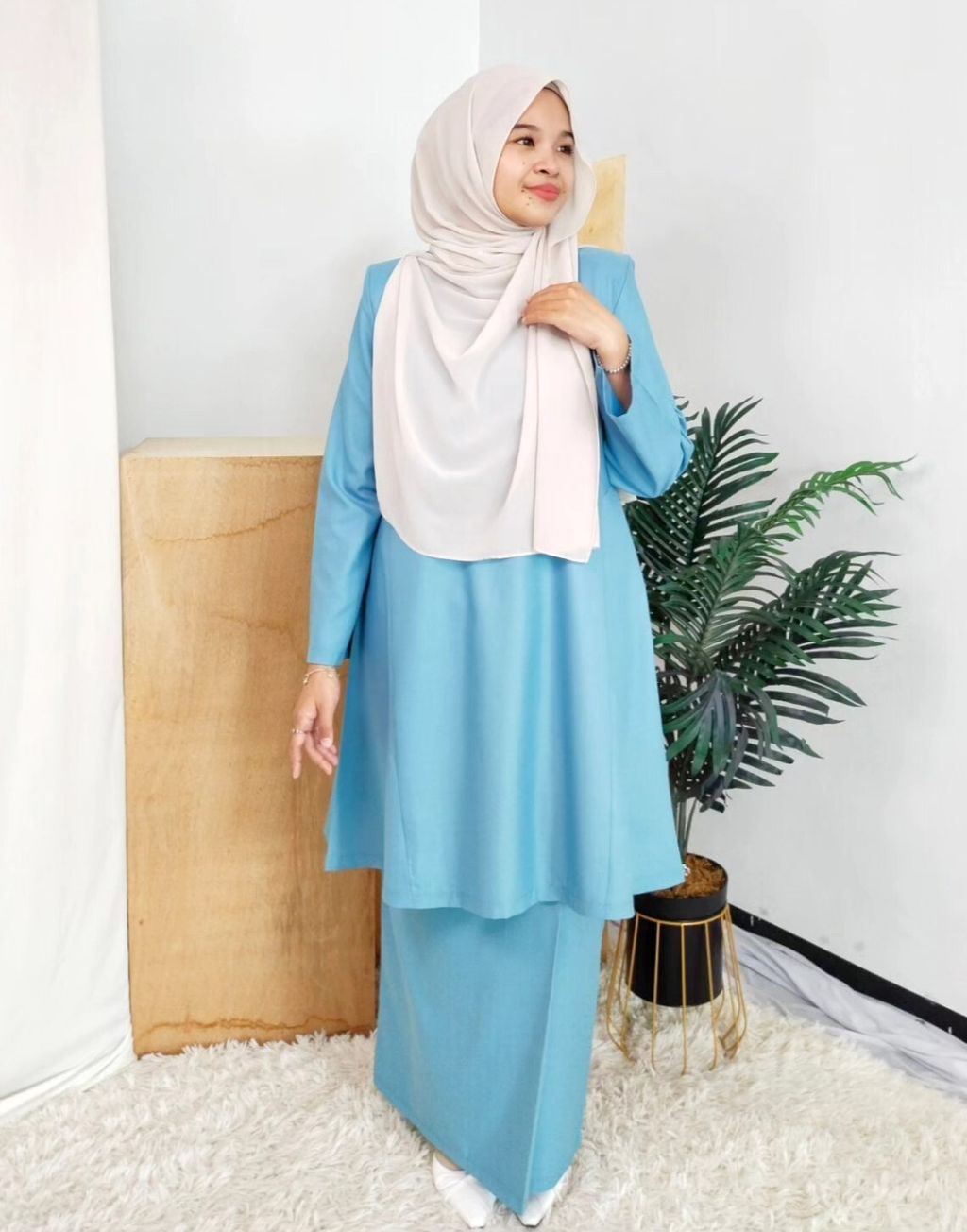 Kurung Pahang Seri Dahlia Sky Blue 1