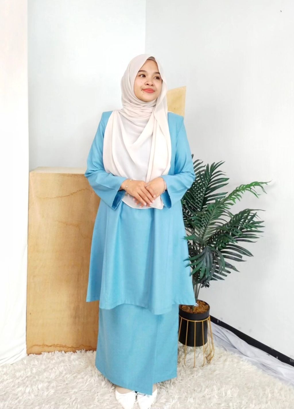 Kurung Pahang Seri Dahlia Sky Blue 2