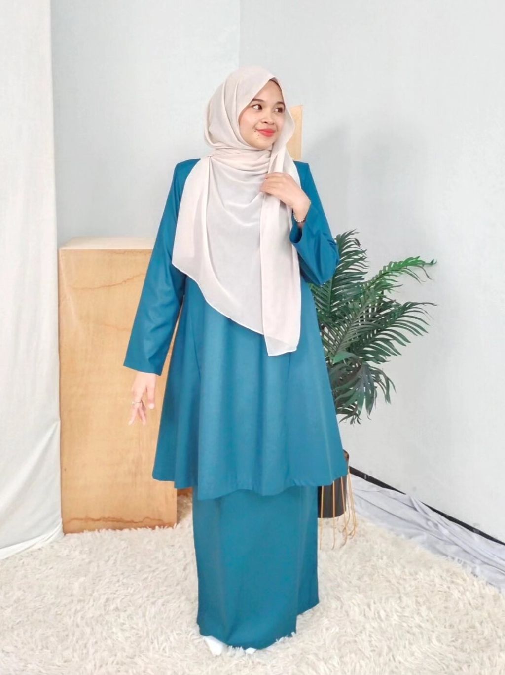 Kurung Pahang Seri Dahlia Sky Blue 4