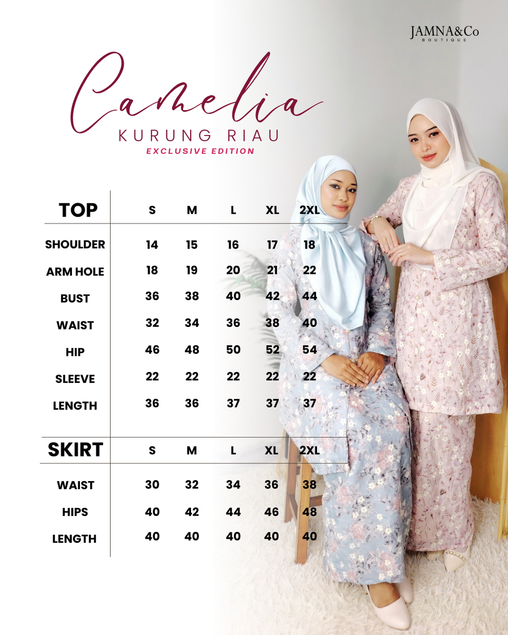 Kurung Riau Camelia Size Chart (1)