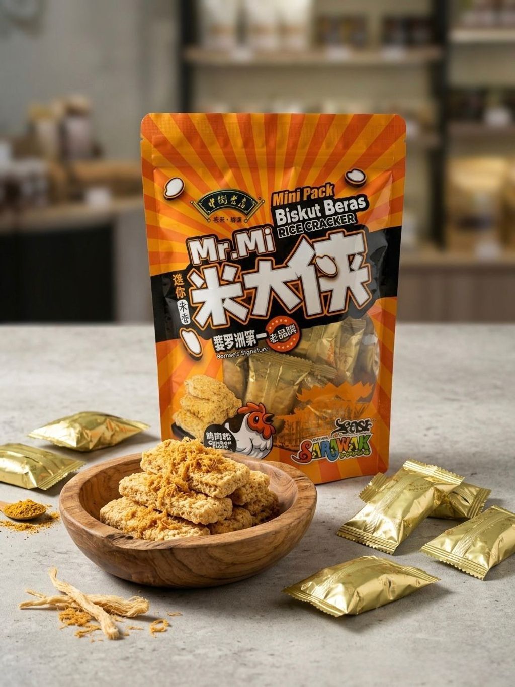 OSE RICE CRACKER CHICKEN FLOSS 180G
