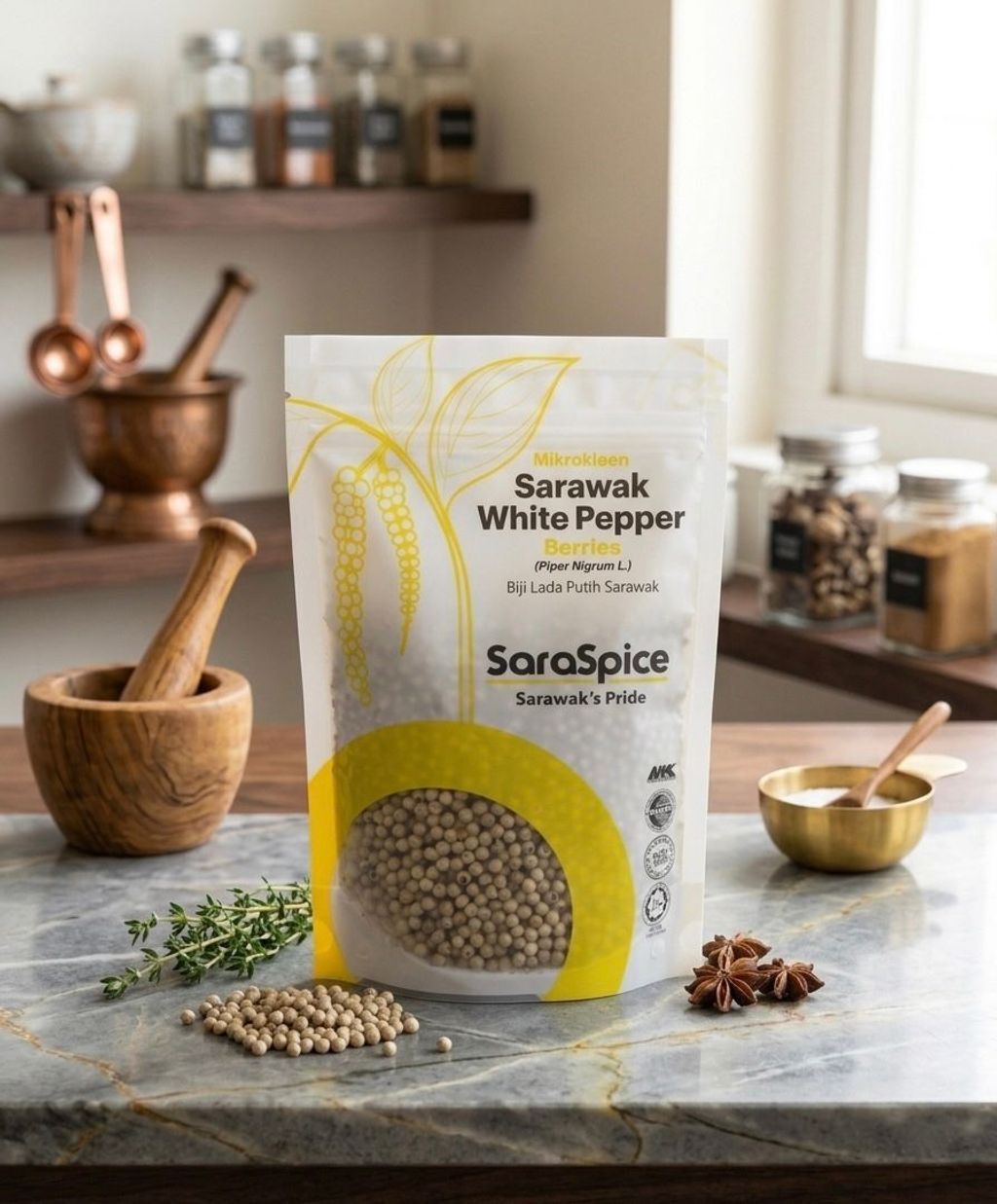 SARASPICE WHITEPEPPER BERRIES 200G