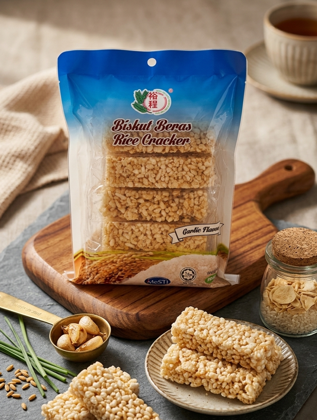 WW RICE CRACKER GARLIC 200G