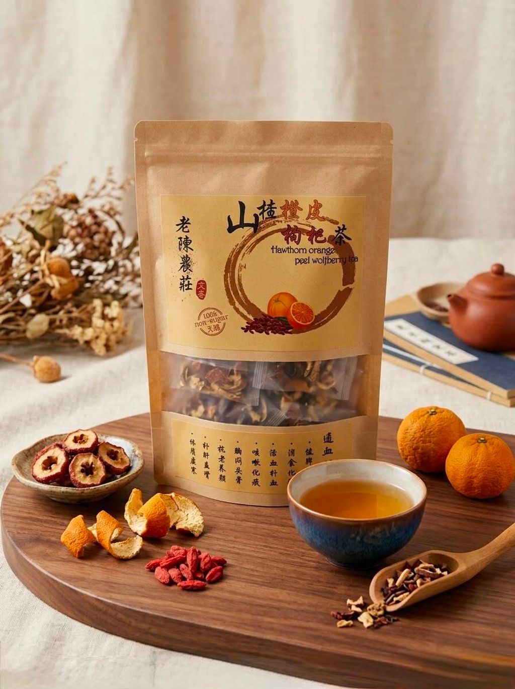 TAN ECO HAWTHORN ORANGE PEEL WOLFBERRY TEA
