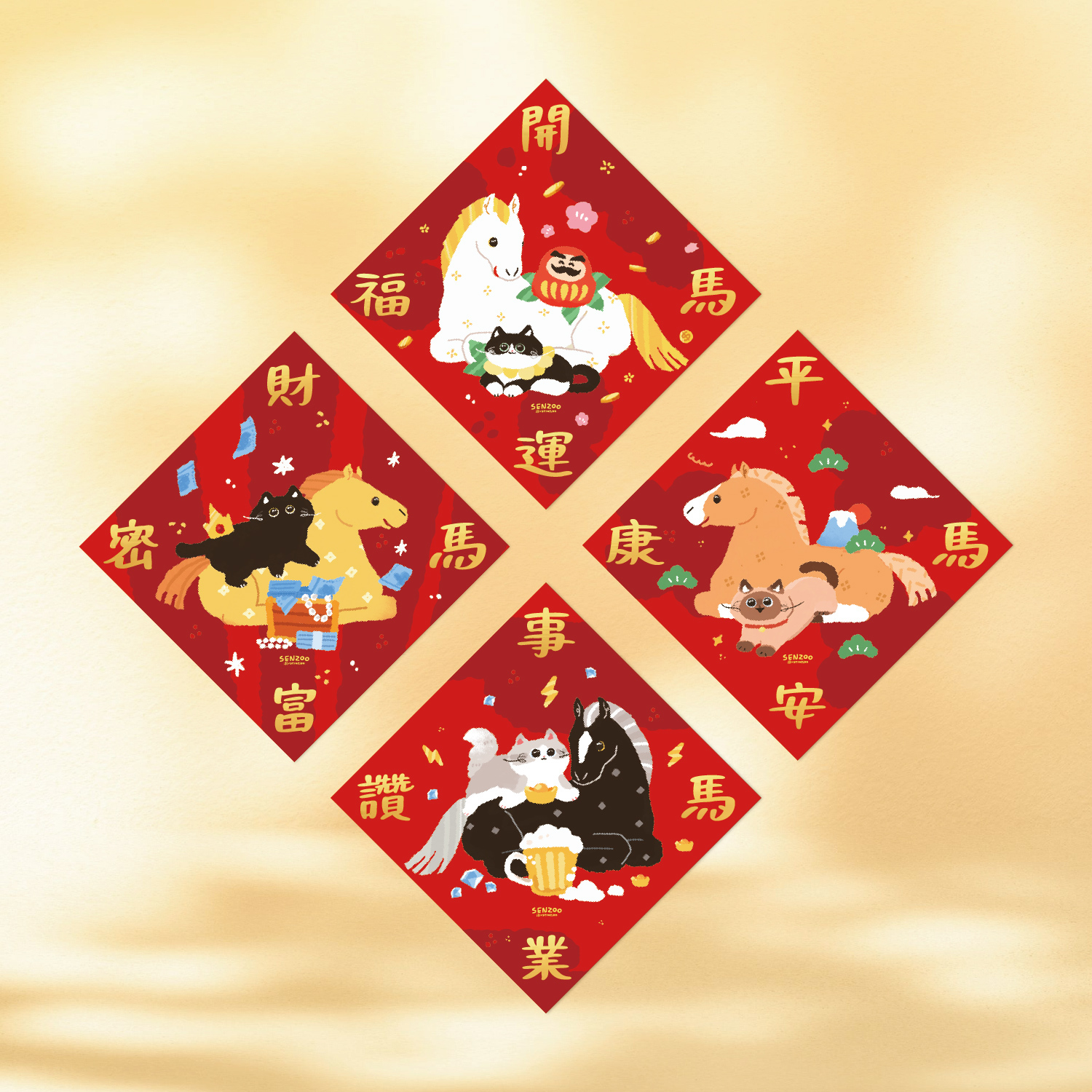 11.貓馬斗方-開運福馬-5