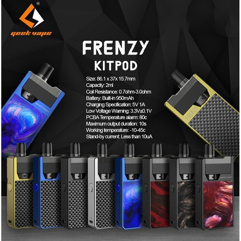 Original Geekvape Frenzy Pod Mod Starter Kit 2ml Cartridge 950mAh